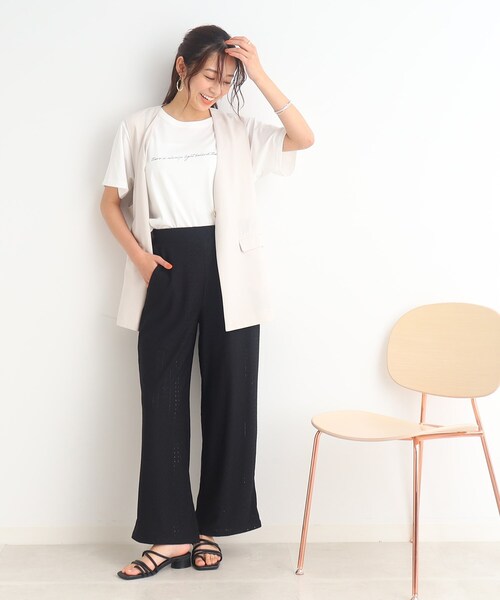 Cutie Blonde（キューティーブロンド）の「◆レース使いで上品さも兼ね備えた イージーワイドパンツ（その他パンツ・レディース・ブラック/アイボリー・00）」の18枚目の写真