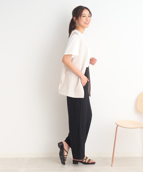 Cutie Blonde（キューティーブロンド）の「◆レース使いで上品さも兼ね備えた イージーワイドパンツ（その他パンツ・レディース・ブラック/アイボリー・00）」の5枚目の写真