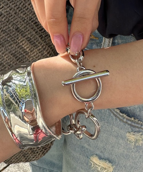 DouDou（ドゥドゥ）の「スクエアチェーン×ラウンドチェーンブレス（ブレスレット・レディース・シルバー/ゴールド・FREE）」の5枚目の写真