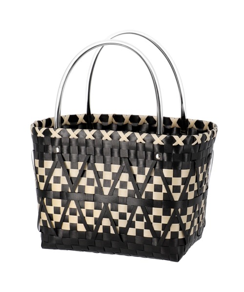 anap mimpi（アナップミンピ）の「モノトーン格子カゴトートバッグ（トートバッグ・レディース・アイボリー/ブラック・FREE）」の3枚目の写真