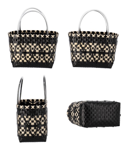 anap mimpi（アナップミンピ）の「モノトーン格子カゴトートバッグ（トートバッグ・レディース・アイボリー/ブラック・FREE）」の6枚目の写真