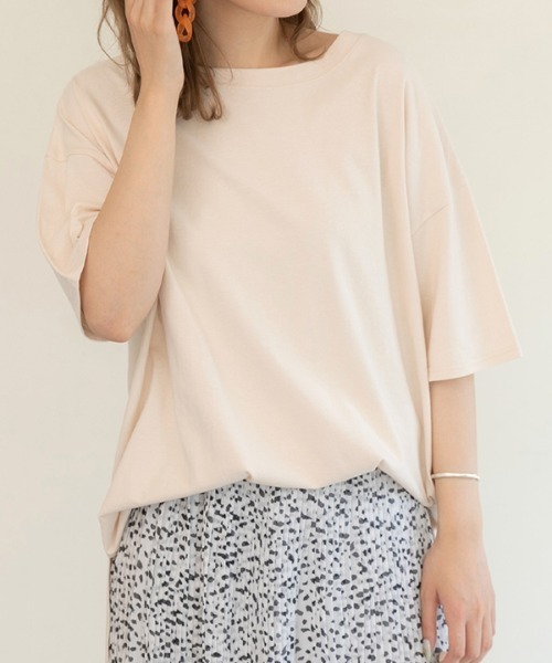ad thie(アドティエ)の「オーバーサイズ チュニック Tシャツ(Tシャツ/カットソー・レディース・グリーン/ブルー/ライトグレー/パープル/ダークブラウン/オフホワイト/モカ/ピンクベージュ/スモーク/ベージュ/ブラウン/ブラック/ピンク系その他4/チャコール/アイボリー・FREE)」の9枚目の写真