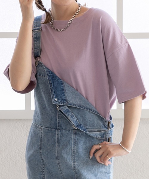 ad thie(アドティエ)の「オーバーサイズ チュニック Tシャツ(Tシャツ/カットソー・レディース・グリーン/ブルー/ライトグレー/パープル/ダークブラウン/オフホワイト/モカ/ピンクベージュ/スモーク/ベージュ/ブラウン/ブラック/ピンク系その他4/チャコール/アイボリー・FREE)」の12枚目の写真