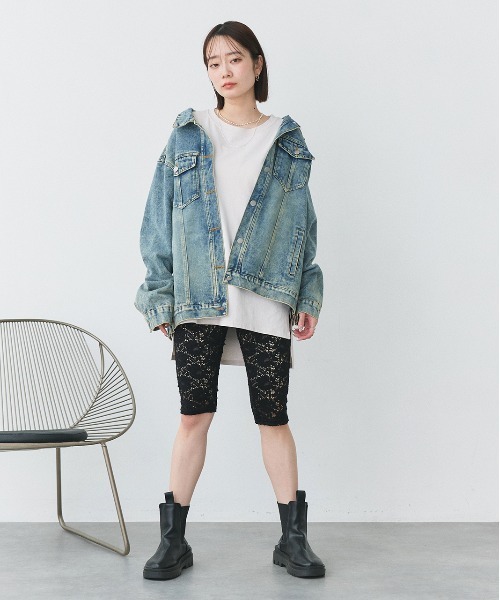 ad thie(アドティエ)の「オーバーサイズ チュニック Tシャツ(Tシャツ/カットソー・レディース・グリーン/ブルー/ライトグレー/パープル/ダークブラウン/オフホワイト/モカ/ピンクベージュ/スモーク/ベージュ/ブラウン/ブラック/ピンク系その他4/チャコール/アイボリー・FREE)」の20枚目の写真