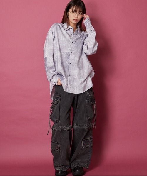 セール】ビッグシルエット総柄シャツ（シャツ/ブラウス