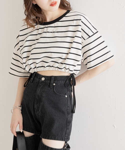 Chico(チコ)の「サイドリボン短丈ロゴT(Tシャツ/カットソー・レディース・ホワイト系その他2/ブラック/イエロー/ホワイト・FREE)」の5枚目の写真