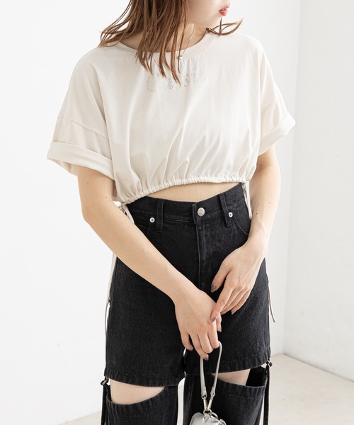 セール】サイドリボン短丈ロゴT（Tシャツ/カットソー）｜Chico