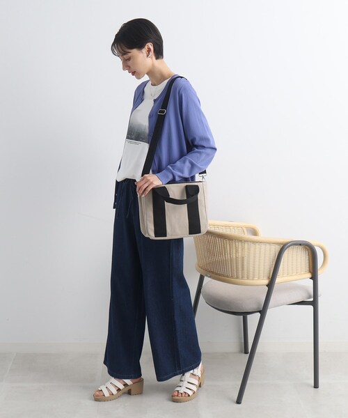 SHOO・LA・RUE(シューラルー)の「◆【仕切りが動く】整理整頓できちゃうハンプトートバッグ(トートバッグ・レディース・グレー/グリーン/アイボリー・00)」の6枚目の写真