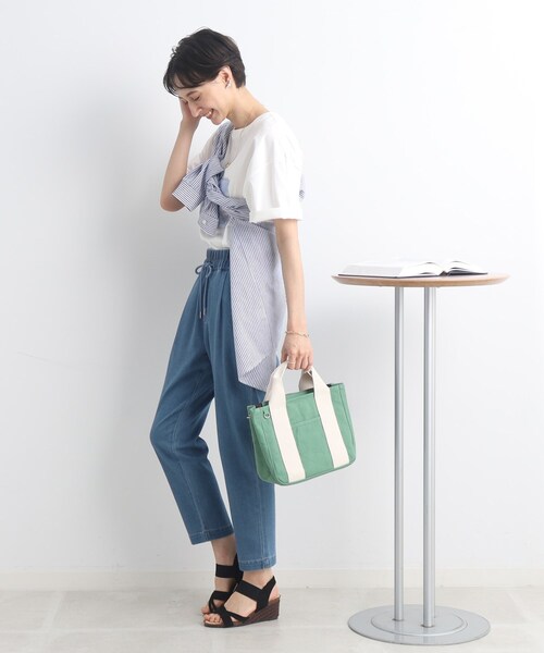 SHOO・LA・RUE(シューラルー)の「◆【仕切りが動く】整理整頓できちゃうハンプトートバッグ(トートバッグ・レディース・グレー/グリーン/アイボリー・00)」の17枚目の写真