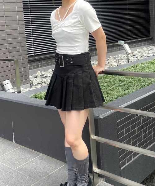 SPIGA（スピーガ）の「ﾃﾞｺﾙﾃﾗｲﾝﾘﾎﾞﾝ風ﾄｯﾌﾟｽ（Tシャツ/カットソー・レディース・ホワイト/ブラック/グレー・FREE）」の9枚目の写真