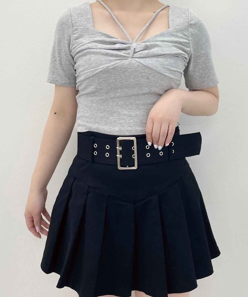 SPIGA（スピーガ）の「ﾃﾞｺﾙﾃﾗｲﾝﾘﾎﾞﾝ風ﾄｯﾌﾟｽ（Tシャツ/カットソー・レディース・ホワイト/ブラック/グレー・FREE）」の17枚目の写真