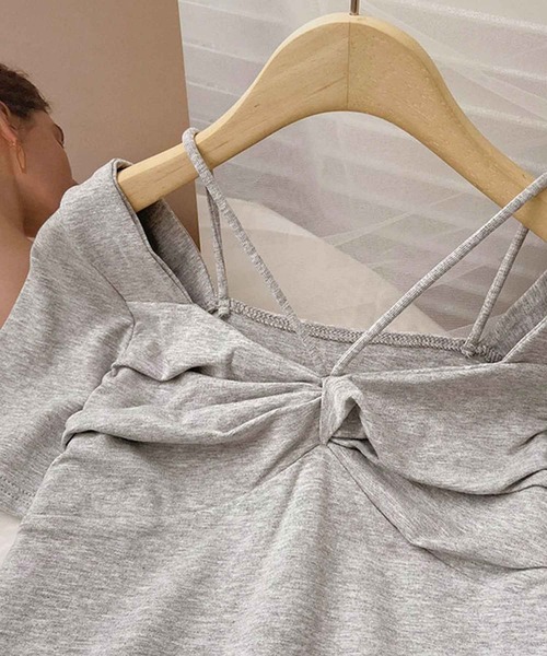 SPIGA（スピーガ）の「ﾃﾞｺﾙﾃﾗｲﾝﾘﾎﾞﾝ風ﾄｯﾌﾟｽ（Tシャツ/カットソー・レディース・ホワイト/ブラック/グレー・FREE）」の21枚目の写真