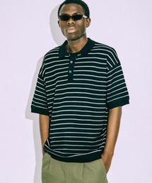 euan. | euan. ミックス編み ボーダーニットポロシャツ(ポロシャツ)