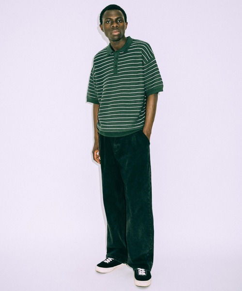 euan.(ユアン)の「euan. ミックス編み ボーダーニットポロシャツ(ポロシャツ・メンズ・ダークグリーン/ブラック・M/L)」の4枚目の写真