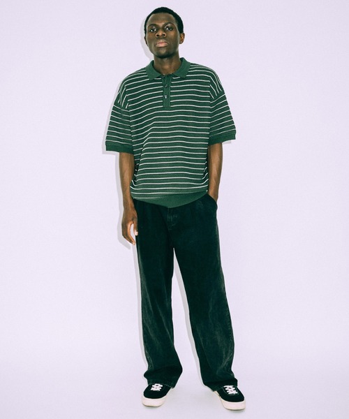 euan.(ユアン)の「euan. ミックス編み ボーダーニットポロシャツ(ポロシャツ・メンズ・ダークグリーン/ブラック・M/L)」の10枚目の写真