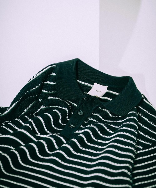euan.(ユアン)の「euan. ミックス編み ボーダーニットポロシャツ(ポロシャツ・メンズ・ダークグリーン/ブラック・M/L)」の16枚目の写真