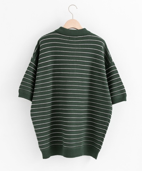 euan.(ユアン)の「euan. ミックス編み ボーダーニットポロシャツ(ポロシャツ・メンズ・ダークグリーン/ブラック・M/L)」の18枚目の写真