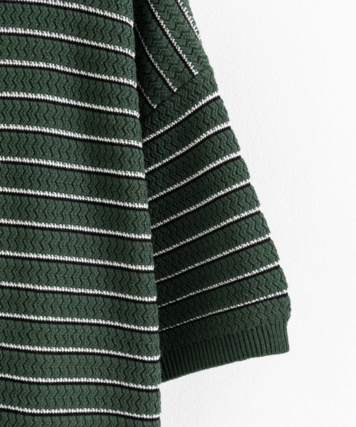 euan.(ユアン)の「euan. ミックス編み ボーダーニットポロシャツ(ポロシャツ・メンズ・ダークグリーン/ブラック・M/L)」の11枚目の写真