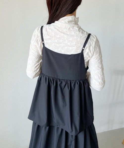 CLEA(クレア)の「カンカンティアードロングキャミワンピース(ワンピース・レディース・ブラック・FREE)」の6枚目の写真