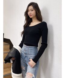 GYDA | クルーネック リブニット TOPS(ニット/セーター)