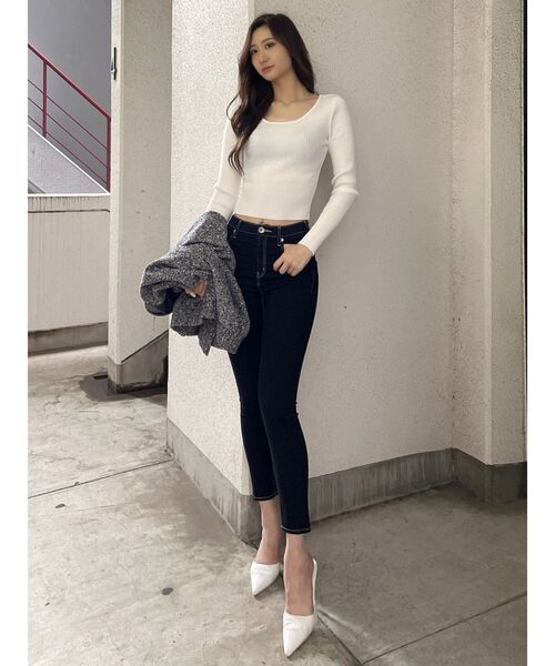 GYDA（ジェイダ）の「クルーネックリブニットトップス（ニット/セーター・レディース・ブラック/オフホワイト/その他1・FREE）」の18枚目の写真