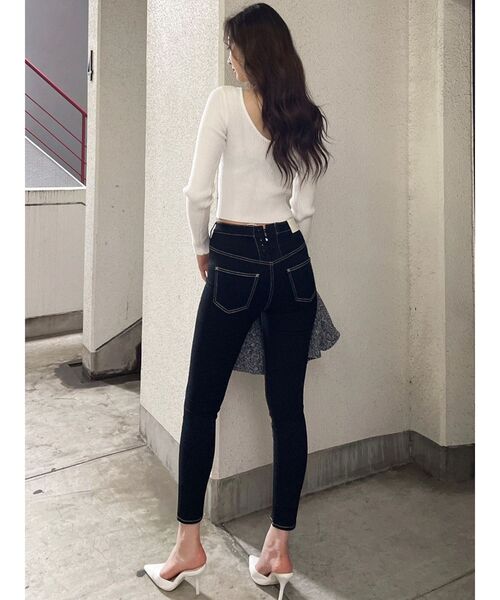 GYDA（ジェイダ）の「クルーネックリブニットトップス（ニット/セーター・レディース・ブラック/オフホワイト/その他1・FREE）」の10枚目の写真