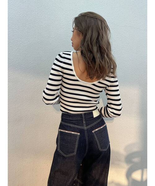 GYDA（ジェイダ）の「クルーネックリブニットトップス（ニット/セーター・レディース・ブラック/オフホワイト/その他1・FREE）」の9枚目の写真