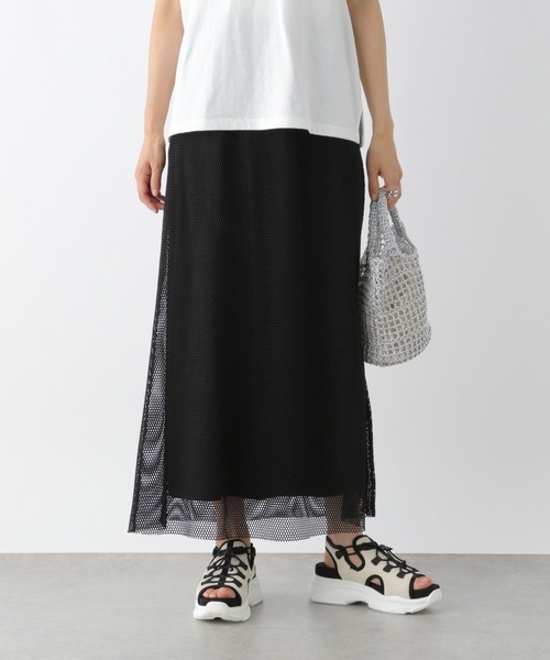 LEPSIM(レプシィム)の「メッシュレイヤードフレアスカート 964242(スカート・レディース・ブラック/オフホワイト/ライトグレー・FREE)」の6枚目の写真