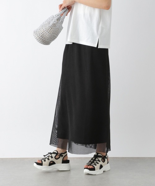 LEPSIM(レプシィム)の「メッシュレイヤードフレアスカート 964242(スカート・レディース・ブラック/オフホワイト/ライトグレー・FREE)」の7枚目の写真