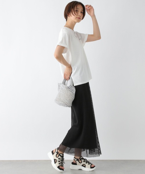 LEPSIM(レプシィム)の「メッシュレイヤードフレアスカート 964242(スカート・レディース・ブラック/オフホワイト/ライトグレー・FREE)」の10枚目の写真