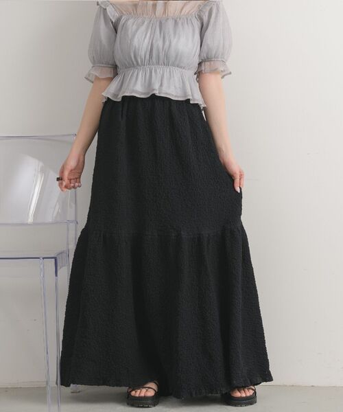 RETRO GIRL(レトロガール)の「ふくれジャガード切替SK(スカート・レディース・ブラック/アイボリー/ブラウン・FREE)」の8枚目の写真