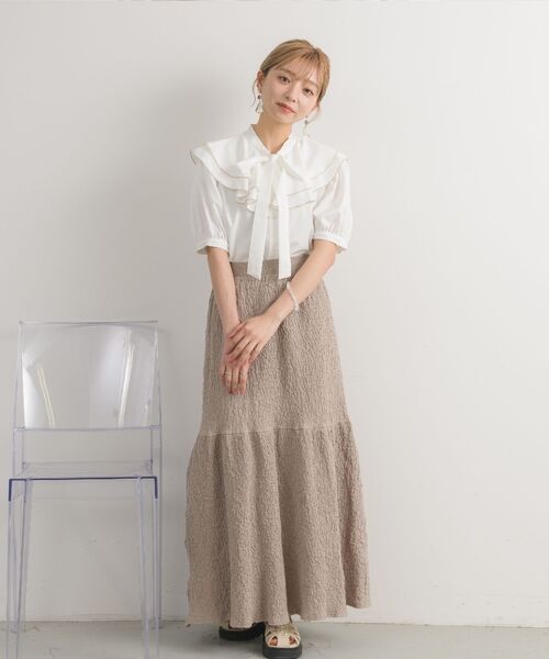 RETRO GIRL(レトロガール)の「ふくれジャガード切替SK(スカート・レディース・ブラック/アイボリー/ブラウン・FREE)」の18枚目の写真