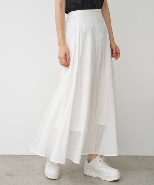 one after another NICE CLAUP（ワンアフターアナザーナイスクラップ）の「ボリュームコットンスカート（スカート・レディース・グレイッシュベージュ/オフホワイト/パープル/ブラック・FREE）」の2枚目の写真