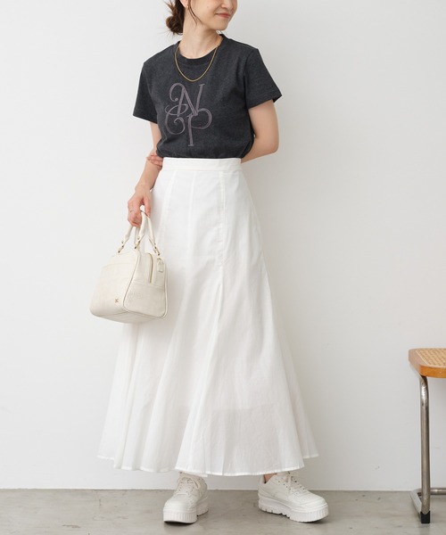 one after another NICE CLAUP（ワンアフターアナザーナイスクラップ）の「ボリュームコットンスカート（スカート・レディース・グレイッシュベージュ/オフホワイト/パープル/ブラック・FREE）」の6枚目の写真