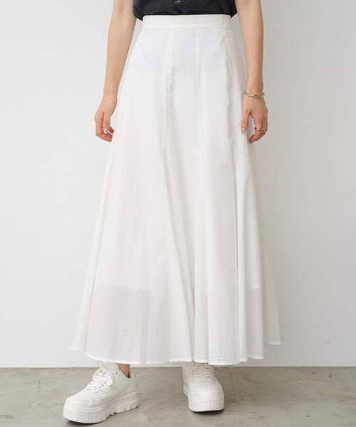 one after another NICE CLAUP（ワンアフターアナザーナイスクラップ）の「ボリュームコットンスカート（スカート・レディース・グレイッシュベージュ/オフホワイト/パープル/ブラック・FREE）」の10枚目の写真