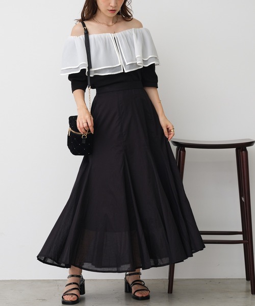 one after another NICE CLAUP（ワンアフターアナザーナイスクラップ）の「ボリュームコットンスカート（スカート・レディース・グレイッシュベージュ/オフホワイト/パープル/ブラック・FREE）」の16枚目の写真