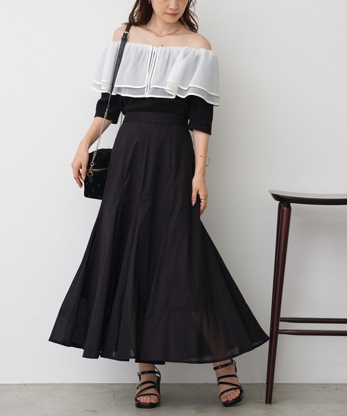 one after another NICE CLAUP（ワンアフターアナザーナイスクラップ）の「ボリュームコットンスカート（スカート・レディース・グレイッシュベージュ/オフホワイト/パープル/ブラック・FREE）」の17枚目の写真