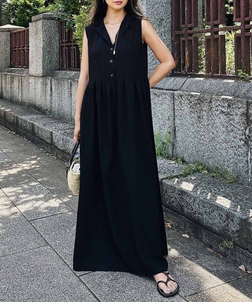 esutoreja(エストレジャ)の「カラースリーブレスドレス(ワンピース・レディース・ベージュ/ブラック・FREE)」の1枚目の写真