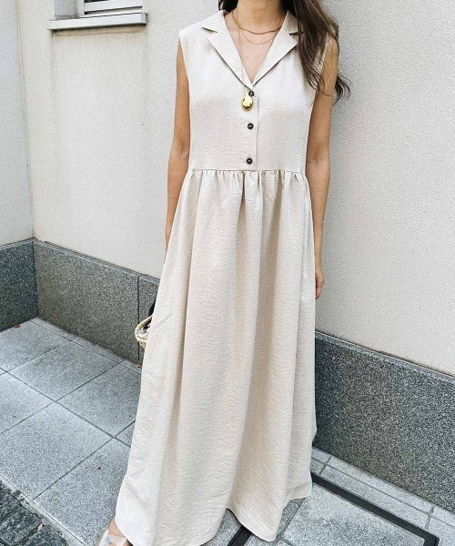 esutoreja(エストレジャ)の「カラースリーブレスドレス(ワンピース・レディース・ベージュ/ブラック・FREE)」の4枚目の写真