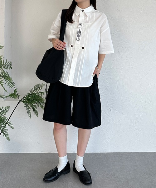 kutir（クティール）の「チロリアンシャツ（シャツ/ブラウス・レディース・オフホワイト/カーキ/サックスブルー/ベージュ・FREE）」の20枚目の写真