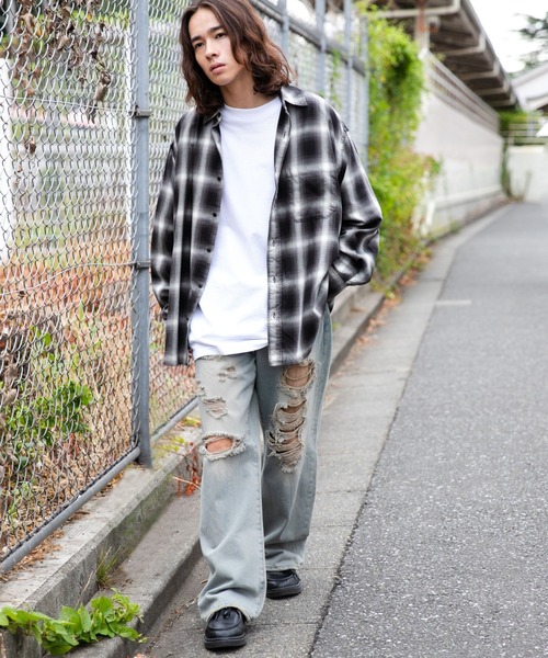 WEGO（ウィゴー）の「WEGO/オンブレチェックBIGシャツ（シャツ/ブラウス・メンズ・ブラック系その他2/ベージュ系その他2・LARGE/MEDIUM）」の21枚目の写真