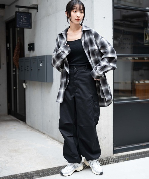 WEGO（ウィゴー）の「WEGO/オンブレチェックBIGシャツ（シャツ/ブラウス・メンズ・ブラック系その他2/ベージュ系その他2・LARGE/MEDIUM）」の5枚目の写真