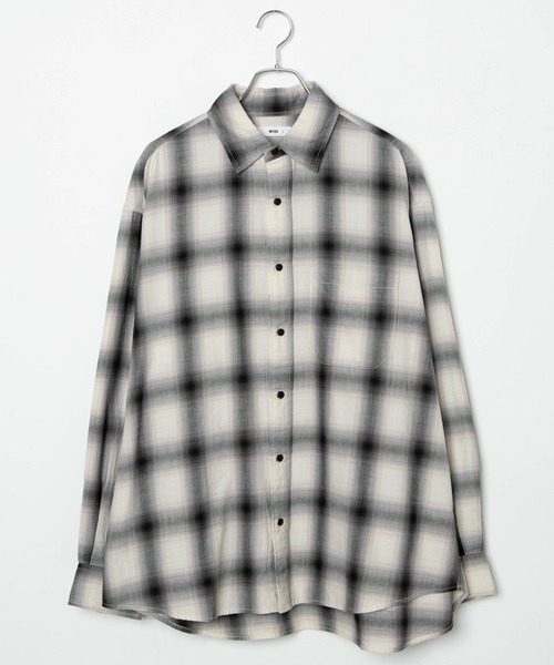 WEGO（ウィゴー）の「WEGO/オンブレチェックBIGシャツ（シャツ/ブラウス・メンズ・ブラック系その他2/ベージュ系その他2・LARGE/MEDIUM）」の13枚目の写真