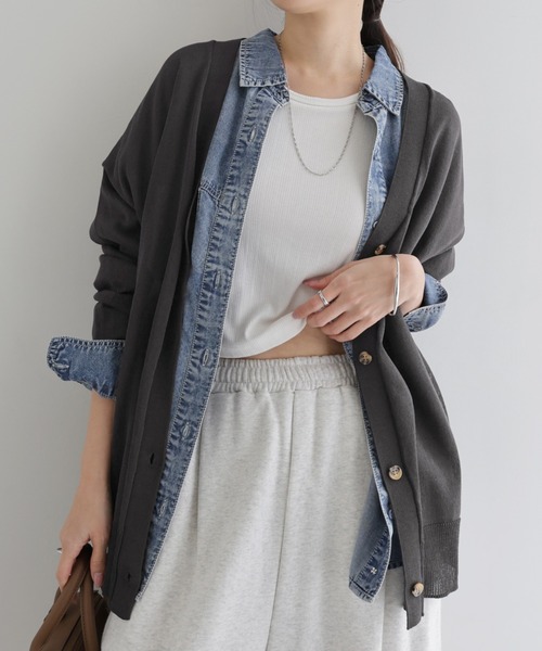 maison de Dolce UVカット冷感カーディガン(Gray) セール】UVカット接触冷感シアーカーディガン（カーディガン/ボレロ