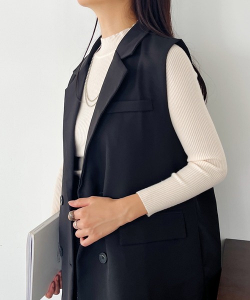 CLEA（クレア）の「シンプルモックネックニットインナートップス（ニット/セーター・レディース・アイボリー/ブラック/ブルー/ホワイト/ブラウン/ライトグレー/レッド/グリーン/ピンク・FREE）」の19枚目の写真