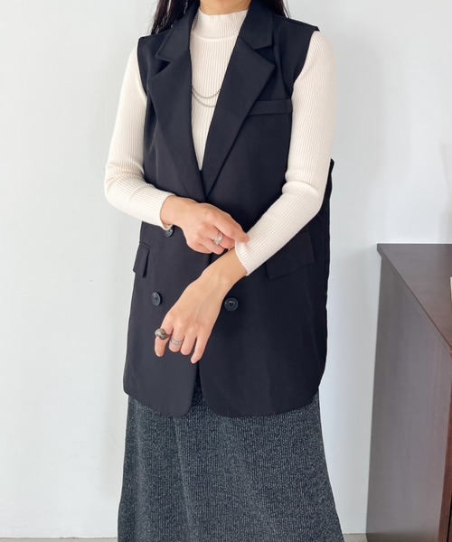 CLEA（クレア）の「シンプルモックネックニットインナートップス（ニット/セーター・レディース・アイボリー/ブラック/ブルー/ホワイト/ブラウン/ライトグレー/レッド/グリーン/ピンク・FREE）」の22枚目の写真
