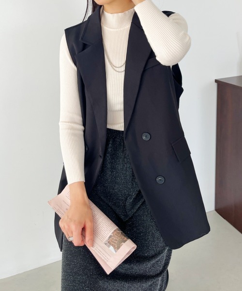 CLEA（クレア）の「シンプルモックネックニットインナートップス（ニット/セーター・レディース・アイボリー/ブラック/ブルー/ホワイト/ブラウン/ライトグレー/レッド/グリーン/ピンク・FREE）」の21枚目の写真