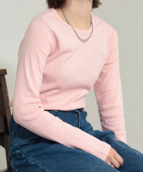 fredy emue(フレディエミュ)の「フライスBASICロンT(Tシャツ/カットソー・レディース・オフホワイト/ブラック/チャコールグレー/ピンク/ベージュ・38)」の1枚目の写真