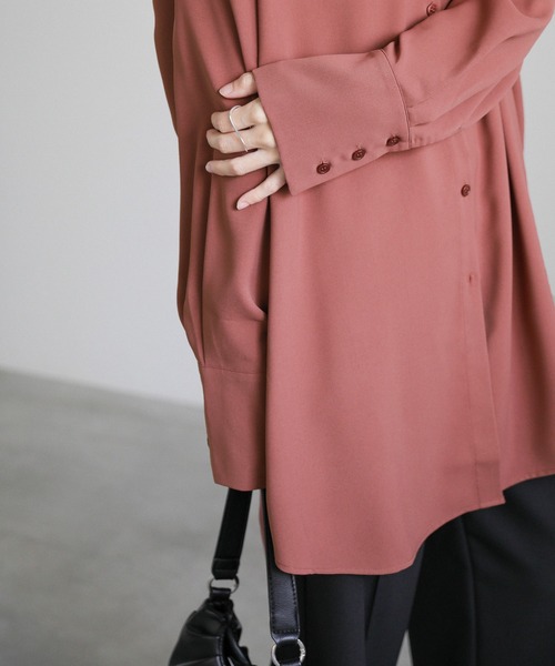 select MOCA（セレクトモカ）の「シルキータッチオーバーシャツ（シャツ/ブラウス・レディース・アイボリー/スモークピンク/グレー・FREE）」の13枚目の写真