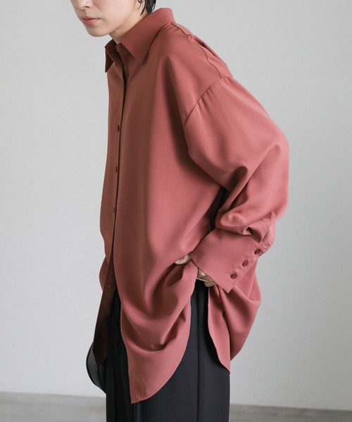 select MOCA（セレクトモカ）の「シルキータッチオーバーシャツ（シャツ/ブラウス・レディース・アイボリー/スモークピンク/グレー・FREE）」の11枚目の写真